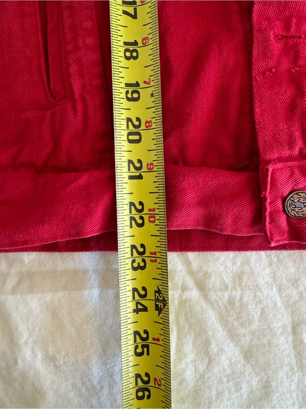 Red Women's Jean Jacket Pockets button up front - Picture 12 of 14